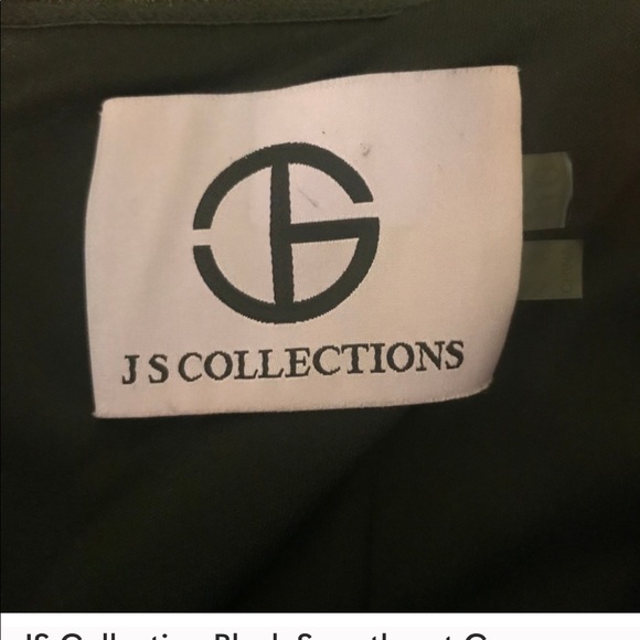 JS COLLECTION Black Off Shoulder Split Cascade Gown Size 6. Classic Glamour. - Picture 16 of 17